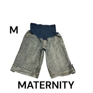 AMERICAN STAR Long Maternity Shorts Size Medium Stretchy Greyish Blue Denim